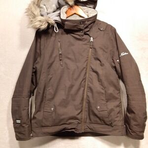 Karbon Womans Limited Edition Ski Jacket Sz.10/Brown/Hoodie/Zip/Outdoor/Snow